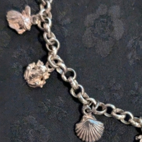 8" 925 Solid Sterling Silver Mini Sea Creature Ocean Charm Bracelet - Picture 3 of 16